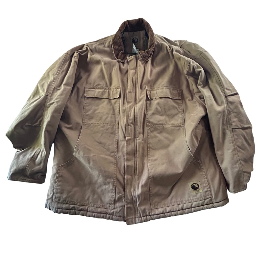 Berne Mens 3XL Tan Insulated Chore Barn Work Jacket Corduroy Collar